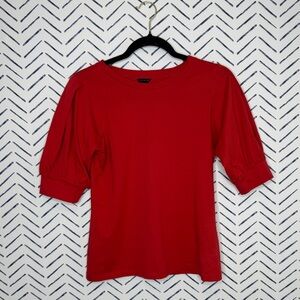 Ann Taylor Red Puff Sleeve Tee Shirt Knit Size Xs